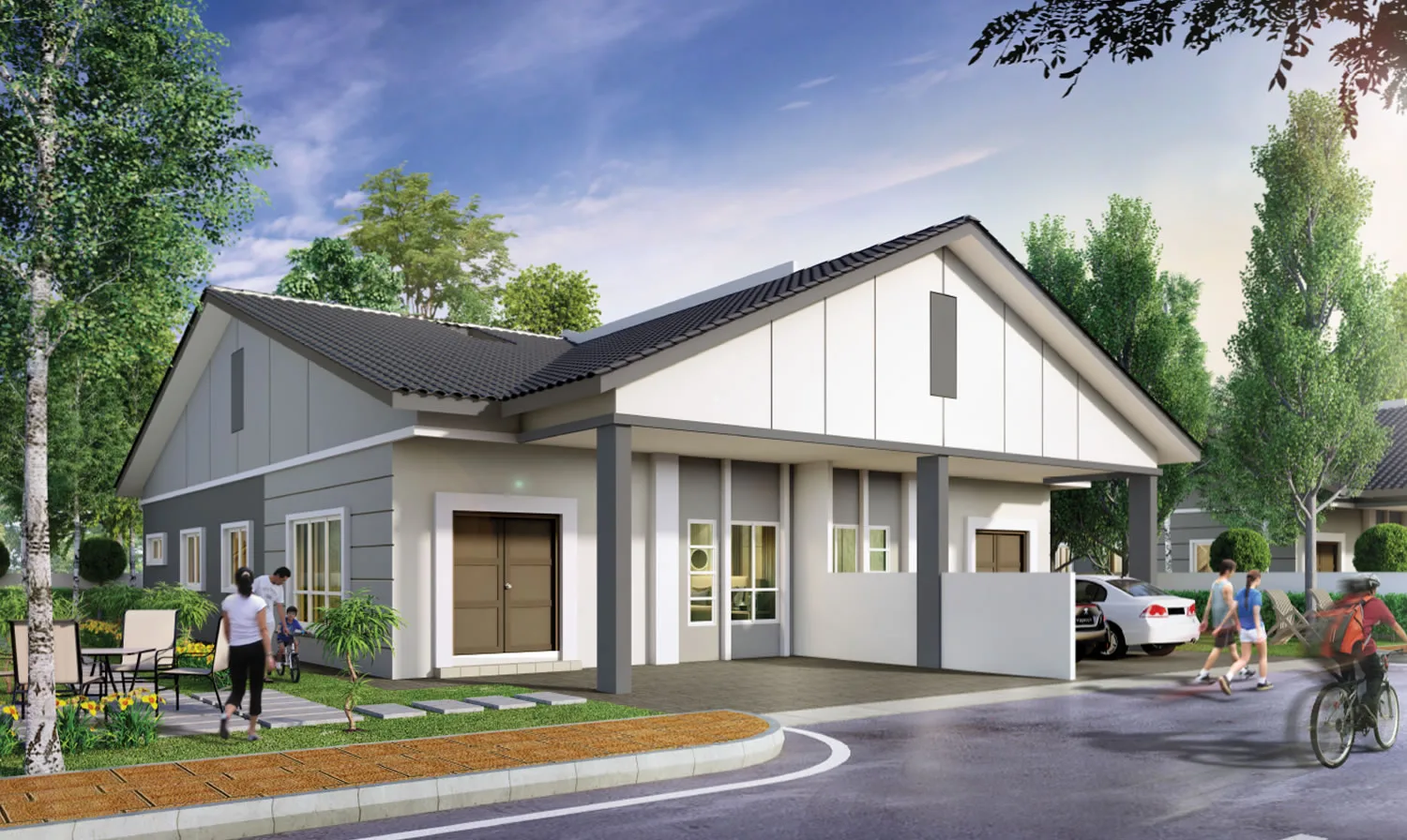 Pengkalan Suria single-storey Semi-D facade, Ipoh
